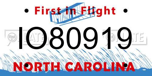 IO80919 North Carolina License Plate