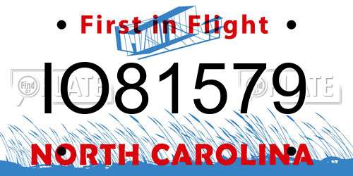 IO81579 North Carolina License Plate