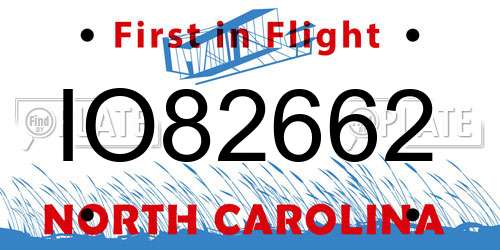 IO82662 North Carolina License Plate