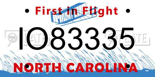 IO83335 North Carolina License Plate