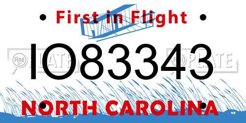 IO83343 North Carolina License Plate
