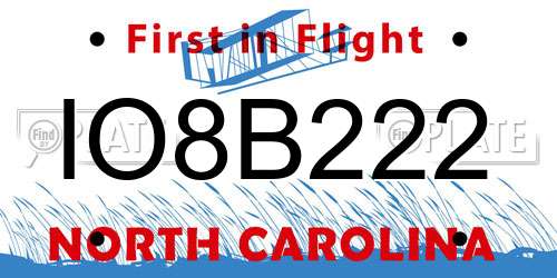 IO8B222 North Carolina License Plate