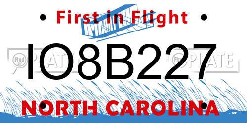 IO8B227 North Carolina License Plate