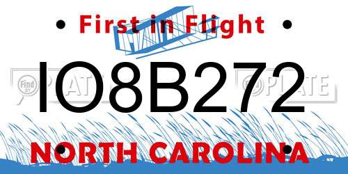 IO8B272 North Carolina License Plate