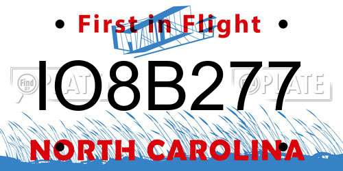 IO8B277 North Carolina License Plate