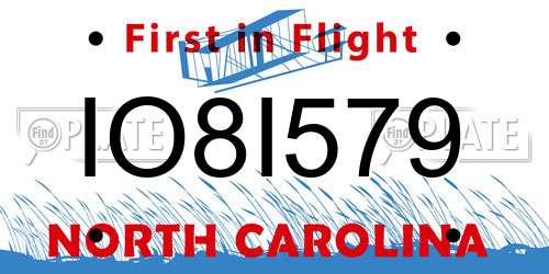 IO8I579 North Carolina License Plate