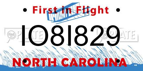 IO8I829 North Carolina License Plate