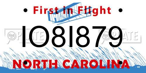 IO8I879 North Carolina License Plate