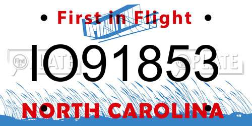 IO91853 North Carolina License Plate