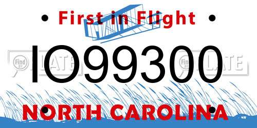 IO99300 North Carolina License Plate