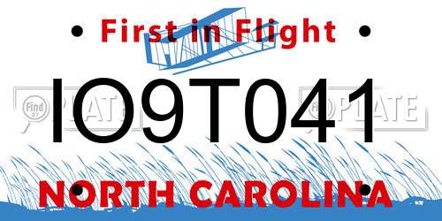 IO9T041 North Carolina License Plate