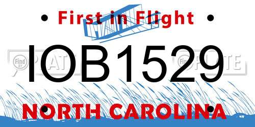 IOB1529 North Carolina License Plate