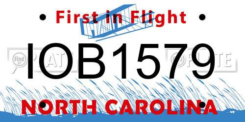 IOB1579 North Carolina License Plate