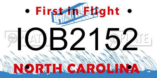 IOB2152 North Carolina License Plate