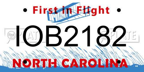 IOB2182 North Carolina License Plate