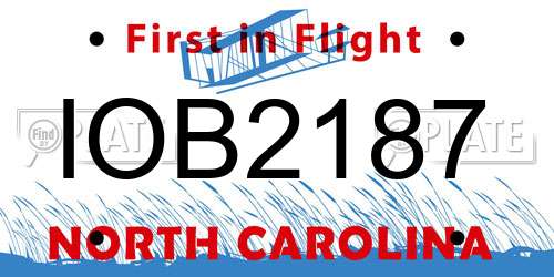 IOB2187 North Carolina License Plate