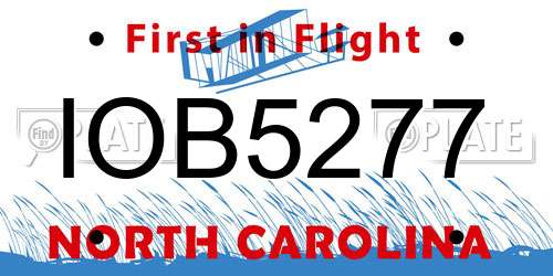IOB5277 North Carolina License Plate