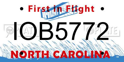 IOB5772 North Carolina License Plate
