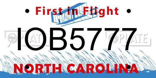 IOB5777 North Carolina License Plate