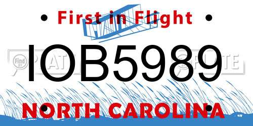 IOB5989 North Carolina License Plate