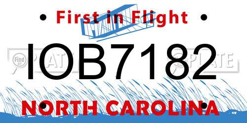 IOB7182 North Carolina License Plate