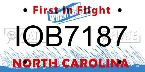 IOB7187 North Carolina License Plate