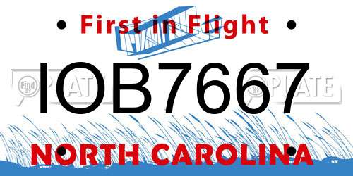 IOB7667 North Carolina License Plate