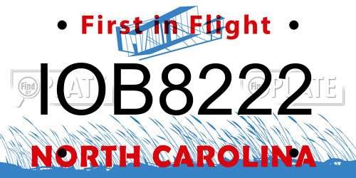 IOB8222 North Carolina License Plate