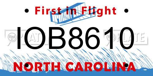 IOB8610 North Carolina License Plate