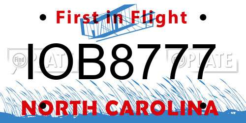 IOB8777 North Carolina License Plate