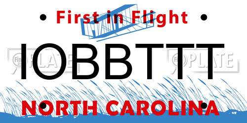 IOBBTTT North Carolina License Plate