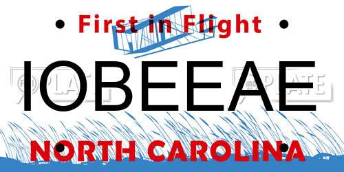 IOBEEAE North Carolina License Plate