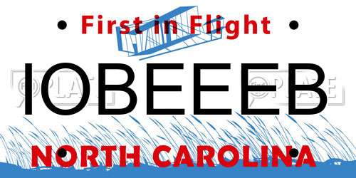 IOBEEEB North Carolina License Plate