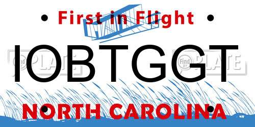 IOBTGGT North Carolina License Plate