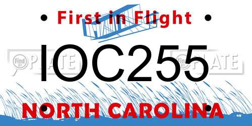 IOC255 North Carolina License Plate