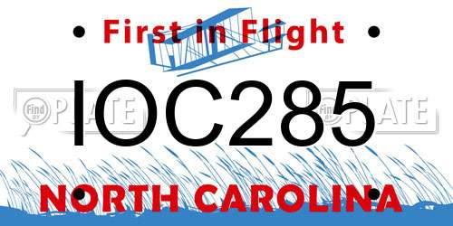 IOC285 North Carolina License Plate