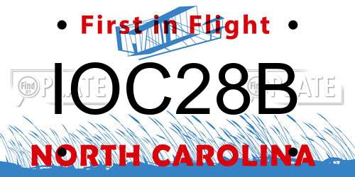 IOC28B North Carolina License Plate