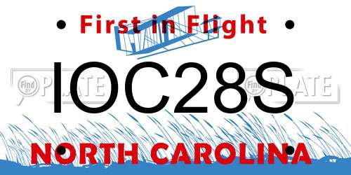 IOC28S North Carolina License Plate