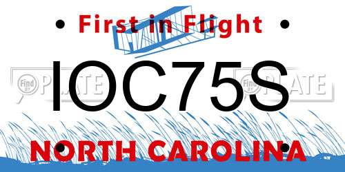 IOC75S North Carolina License Plate