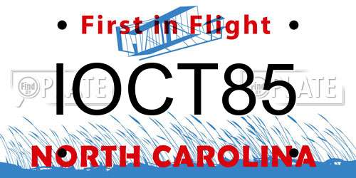IOCT85 North Carolina License Plate
