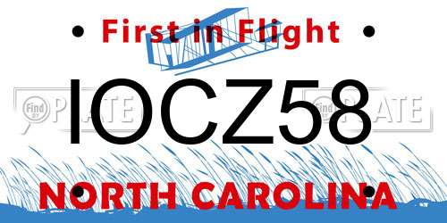 IOCZ58 North Carolina License Plate