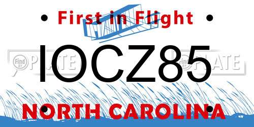IOCZ85 North Carolina License Plate
