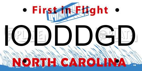 IODDDGD North Carolina License Plate