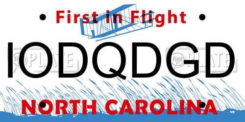 IODQDGD North Carolina License Plate