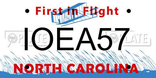 IOEA57 North Carolina License Plate