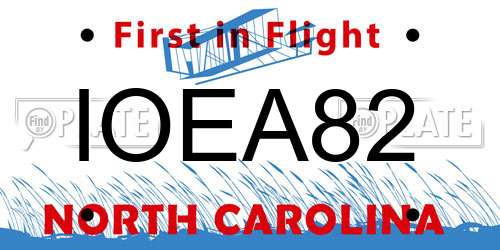 IOEA82 North Carolina License Plate