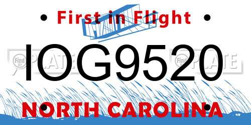 IOG9520 North Carolina License Plate