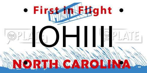 IOHIIII North Carolina License Plate