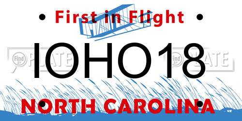 IOHO18 North Carolina License Plate
