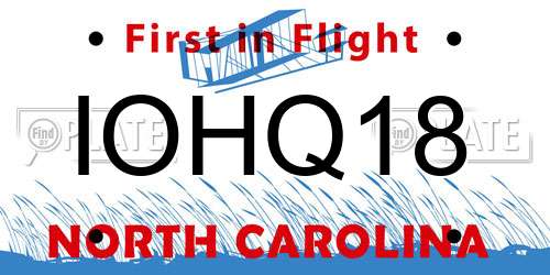 IOHQ18 North Carolina License Plate